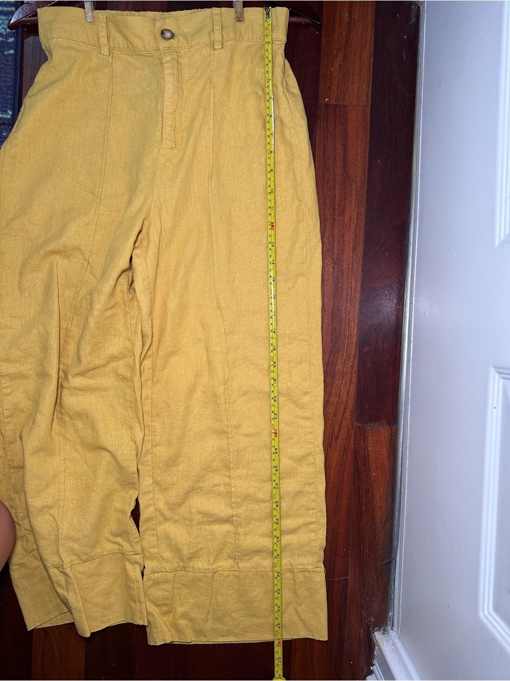 Joie Mustard Yellow Linen Blend Wide Leg Cropped Pants High Rise Size M - Picture 5 of 8